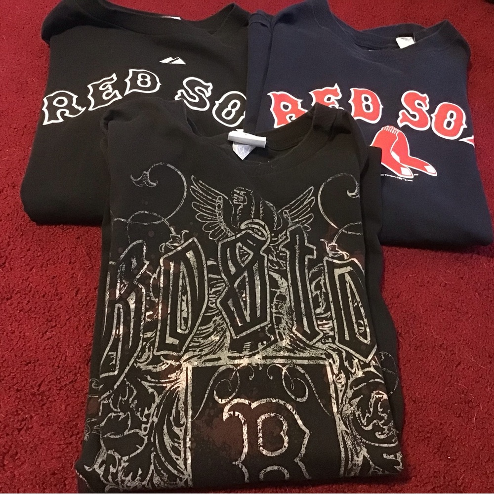 MAJESTIC ETC LOT OF 3 BOSTON RED SOX BASEBALL TEE SHIRTS ALL 2X GUC MENS